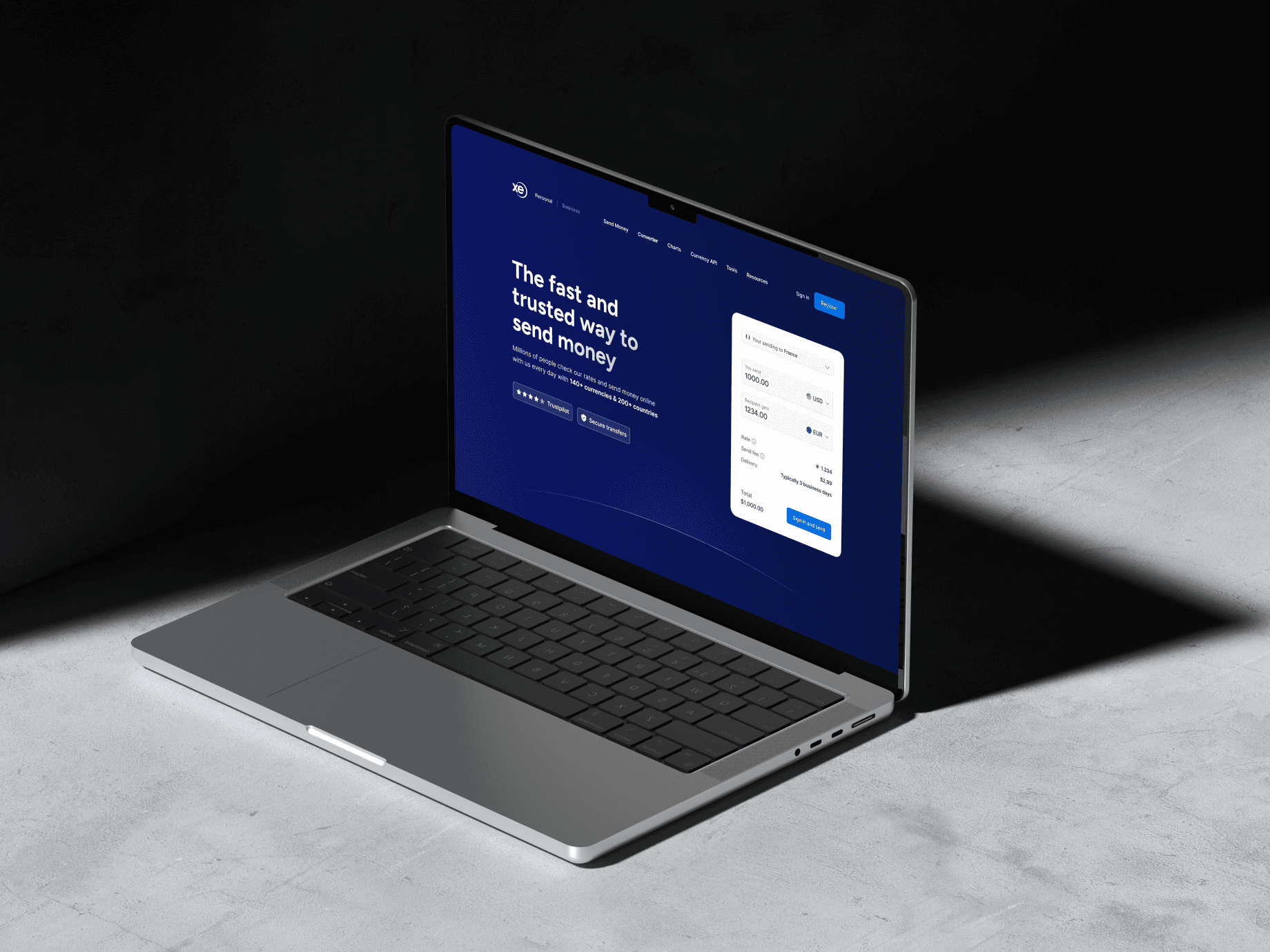 Xe.com Redesigning for Trust project